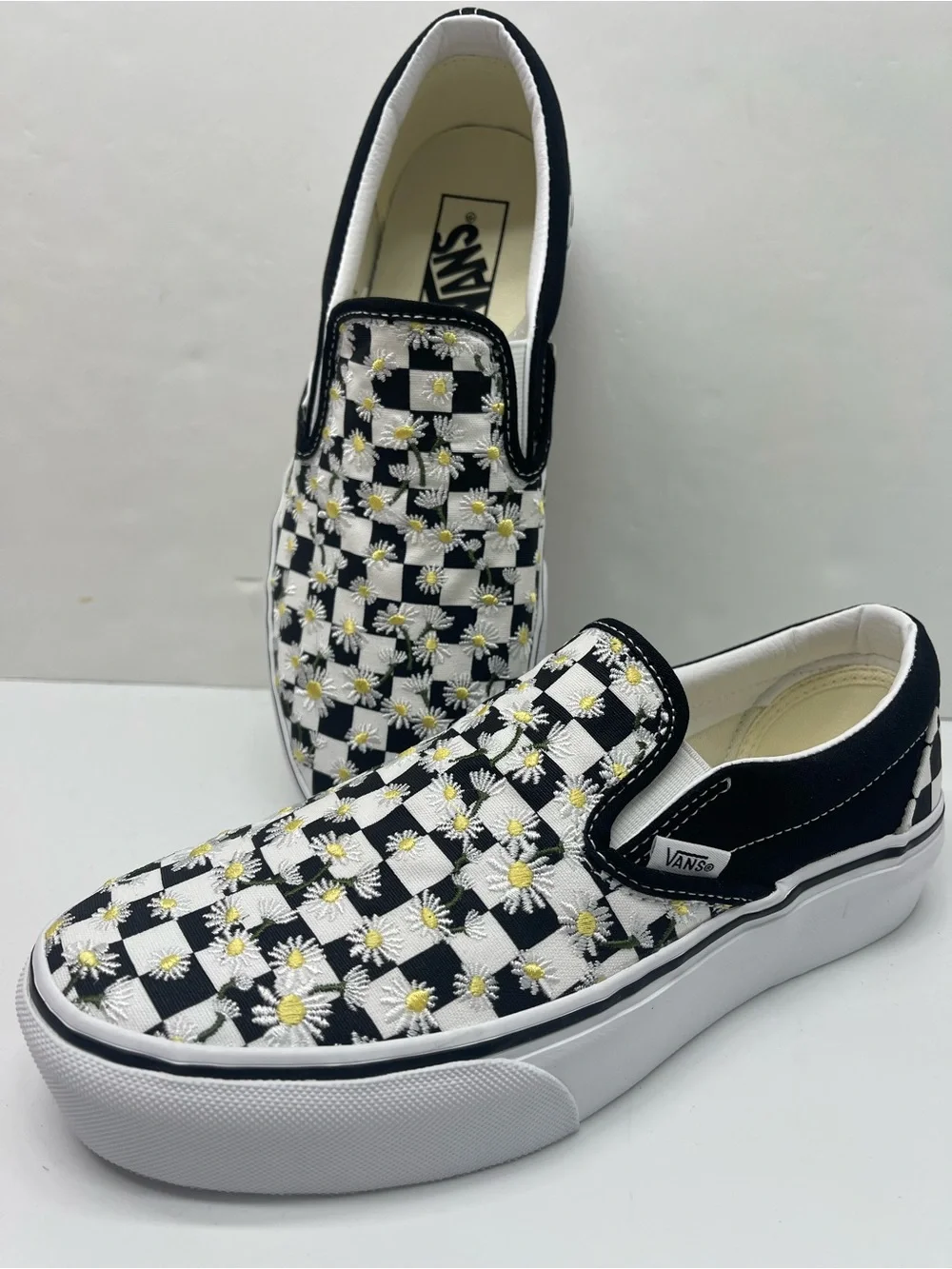 Vans Classic Slip-On Platform FLORAL CHECKERBOARD BLACK/WHT VN000EA9BA2 Sneakers